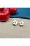 Gold Flower Women's Earrings with Enamel and Stones - 2