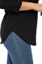 Plus Size Gold Women's Printed Wide V-Neck Half Sleeve Oval Slit Blouse Black - 2
