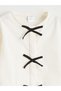 Ecru Crew Neck Bow Detailed Baby Girl Shirt - 3