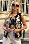 Women's Beige Embroidered Special Design Linen Vest