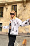 Women's White Floral Embroidered Buttoned Denim Stylish Jacket L26-Bchesq-251127 - 3