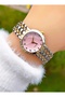 Silver Gold Two Tone Pink Dial Vintage Women Wristwatch + Watch Box - 2