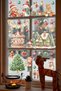 Christmas Celebration with Santa Claus and Carousel 112 Pieces New Year Glass Wall Door Sticker Set