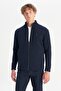 Mock Neck Navy Blue Men's Sweatshirt W2520533410 Navy Blue Sweatshirt