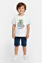Toddlers Boy Crew Neck Short Sleeve Graphic Printe T-Shirt, White