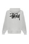 Unisex Stüssy Back Text Printed Oversized Loose Fit Cotton 3 Thread Ş Fleece-Lined Gray K Hooded Sweatshirt