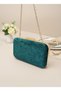 Green Gold Detailed Luxury Wavy Velvet Women's Evening Dress Bag Wedding Engagement Graduation - 2