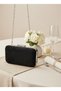 Black Silver Detailed Luxury Wavy Velvet Women's Evening Dress Bag - 3