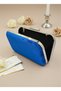 Cobalt Blue Silver Pearl Detailed Luxury Wavy Velvet Women's Evening Dress Bag - 8