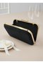 Black Gold Detailed Luxury Wavy Velvet Women's Evening Dress Bag - 4