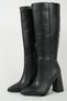 Agnia Black Matte Zipper Detail Heeled Women's Boots - 2