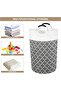 Laundry Basket 82L Foldable Hamper with Mesh Washbag (Grey Round) - 5