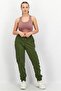 Women Regular Fit Solid Cargo Jogger Pants, Olive - 3