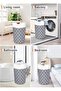 Laundry Basket 82L Foldable Hamper with Mesh Washbag (Grey Round) - 3