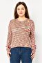 Women Crew Neck Long Sleeve Yarn Dye Sweater, Multicolor