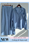 Ladies 2 Piece Shirt Set Fashion Classic Solid Color Cotton Linen Shirt Suit New Trend Summer Spring