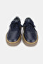 Women's Dark Blue Genuine Natural Leather Size 36-41 Lace-Up Sneaker Shoes - 4