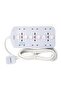 6 Way Double Side UK Power Extension Socket With Individual Switches 3M 1.25mm2 Cable 13A Plug