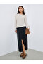 Beige Ribbed Knit Long Sleeve Top - 2