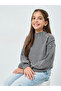 Girls Grey Pearl Embellished Knit Sweater