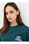 Dark Green Oversized Slogan Print T-Shirt - 3