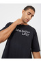 Men Black Oversized Slogan Print T-Shirt