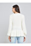 Solid Button Front Ruffled Hem Sweater - 4