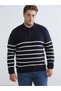 Esvab • Modern & Distinctive Plus Size Turn-Down Collar Striped Men's Knitwear Sweater
