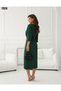 New Season Elegan Women's Crepe Double-Breasted Collar Long Sleeve Lace Midi Dress - 2