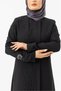 Black Zippered Crystal Stone Detailed Hijab Ferace Zrny 5506-25 - 7