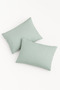 Vevra 2-Pack Plain Green Color Pillowcase Cotton Fabric with Zipper