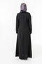 Black Zippered Crystal Stone Detailed Hijab Ferace Zrny 5506-25 - 6