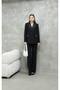 Women's Black Satin Detailed Jacket and Pants Suit - 5