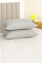 Vevra 2-Pack Plain Gray Color Pillowcase Cotton Fabric with Zipper - 2