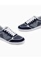 Men's Lace-Up Brand Logo Sport Style White-Navy Blue Sneaker - 5