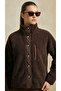 Brown Oversized Plush Knitted Sports Jacket