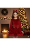 5-8 Years Old Red Velvet Sequin Bow Christmas Special Costume – with Buckle Gift - 2
