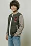 Boys' Quilted College Jacket with Plush Lining and Embroidery Detail – Khaki - 4