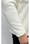 Men's White, Buttoned, Pocket Detail, Plush, Sherpa, Fur Collar, Textured, Shirt, Jacket - 5