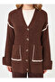 Contrast Detailed Knitwear Cardigan - Brown - - 4