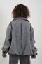 Gray Melange Bomber Jacket with Pleated Back - 6
