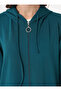 Hooded Detail Zippered Sports Coat / Outerwear - Dark Emerald - - 4