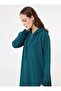 Hooded Detail Zippered Sports Coat / Outerwear - Dark Emerald - - 2