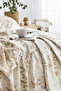 Amore Muslin Bedspread, 100% Cotton Muslin Blanket, Leaf Patterned 4-Layer Jacquard Woven - 3