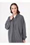 Basic Zippered Hooded Sweatshirt - Gray Melange - - 2