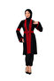 Hijab Coat Palestine Embroidered Red Black Short Coat Abaya Women - 5