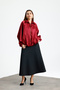Women's Oversized Bat Cut Gold Zipper Detailed Satin Shirt - 5