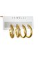 Women's Steel 2-Piece Hoop Earring Set Serrated Hoop Thick Bar Hoop Earrings Non-Tarnish - 3