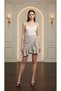 Women's Textured Skirt with Ruffle Trim and Lining, Asymmetrical Skirt - 2