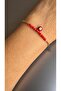 Bensei Steel Case Evil Eye Bead Accessory Bracelet with Natural Coral Beads, Steel Chain and Lock - 3
